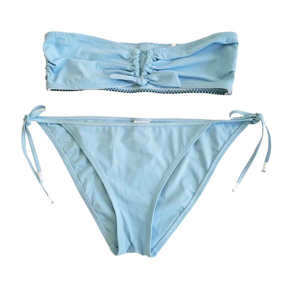 KISUII 2 pc pale blue swim set Aria bandeau top Skinny Tie Bikini bottoms Size M - Picture 6 of 10